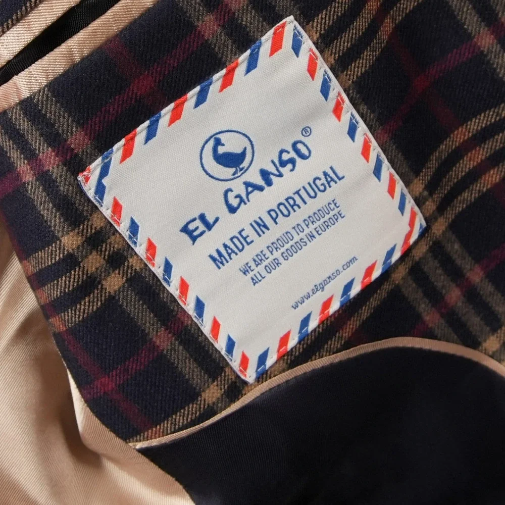 Collegiate Italian Elbow Patch Plaid El Ganso Subalpino Men Blazer Jacket EUR 46